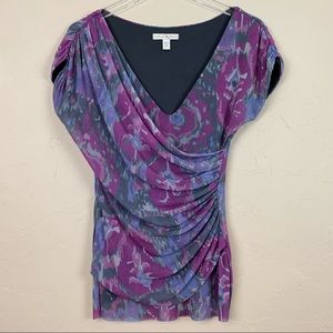 ANTHROPOLOGIE Weston Wear Floral Gather Wrap Top M